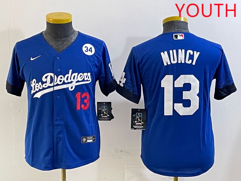 Youth Los Angeles Dodgers #13 Muncy Blue City Edition 2025 Nike MLB Jersey style 7->youth mlb jersey->Youth Jersey